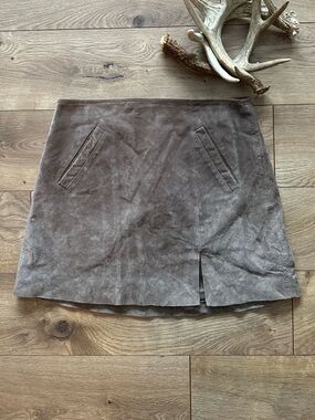 BLANKNYC Suede Leather Moto Mini Skirt Gray Size 27 Biker Style